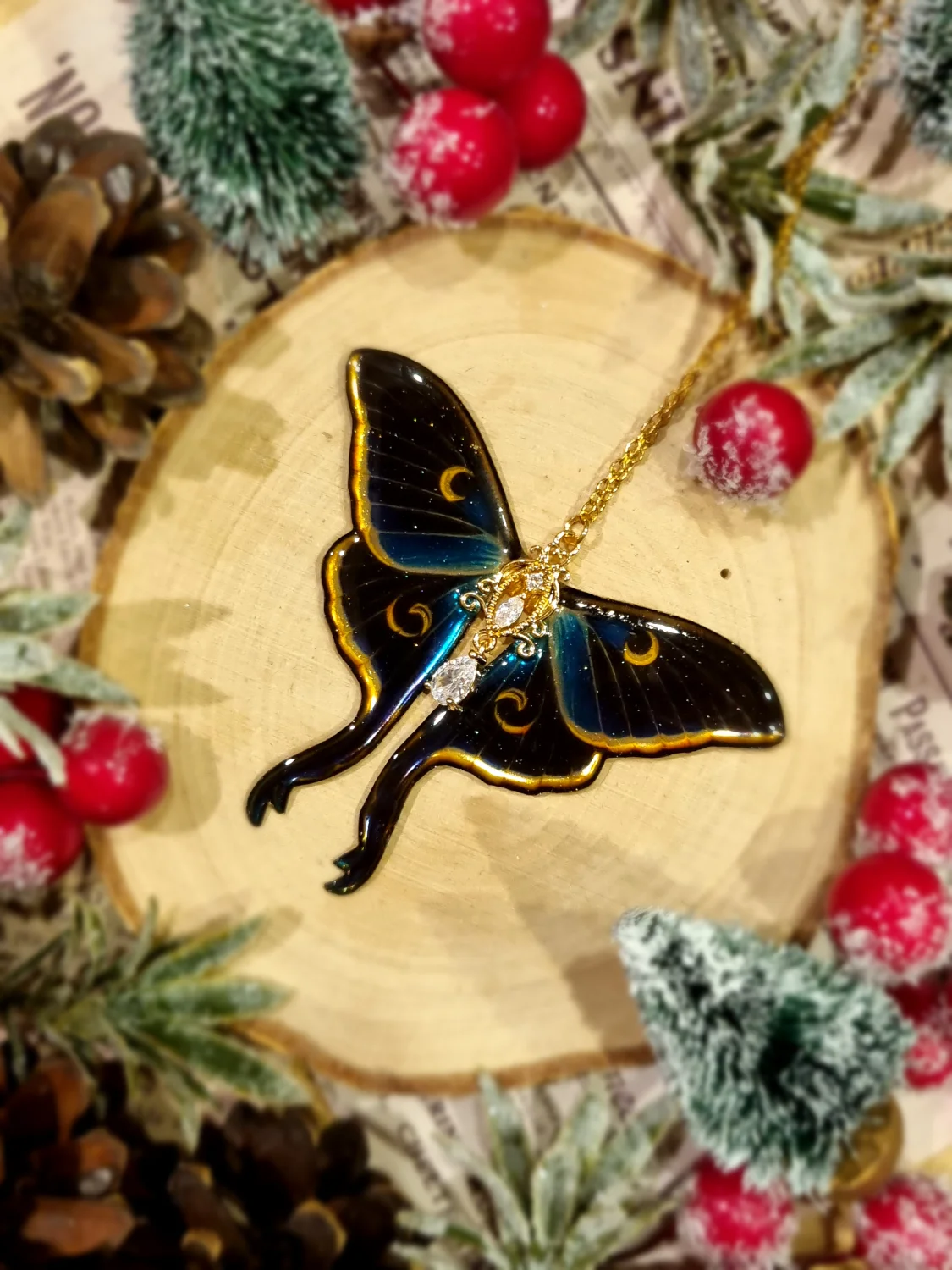 Zaczarowana księżycówka granatowo-złota