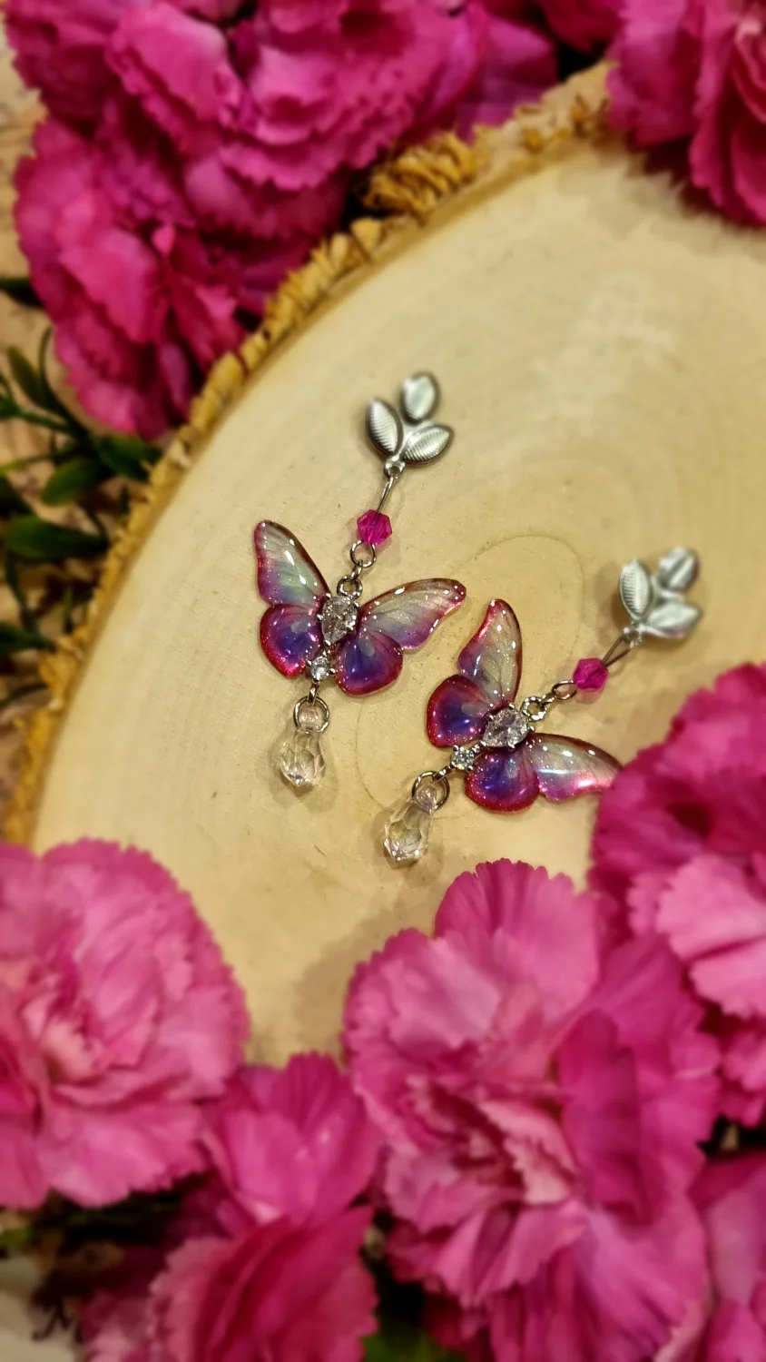 Motylki różowe opalizujące