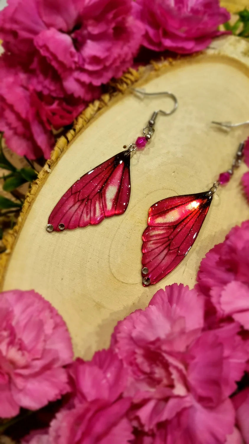 Kolczyki serafina nocy różowe opalizujące