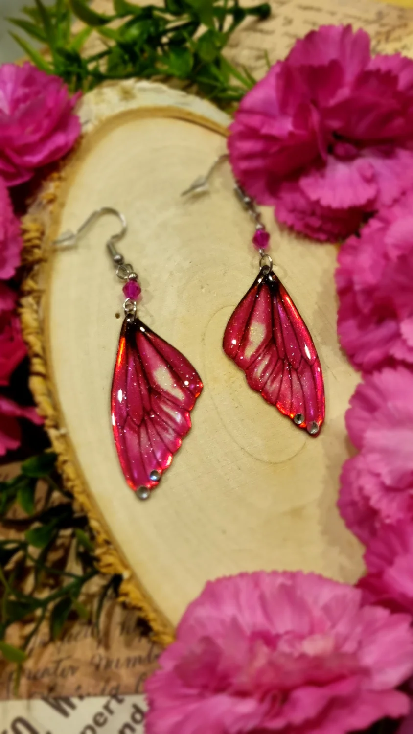 Kolczyki serafina nocy różowe opalizujące