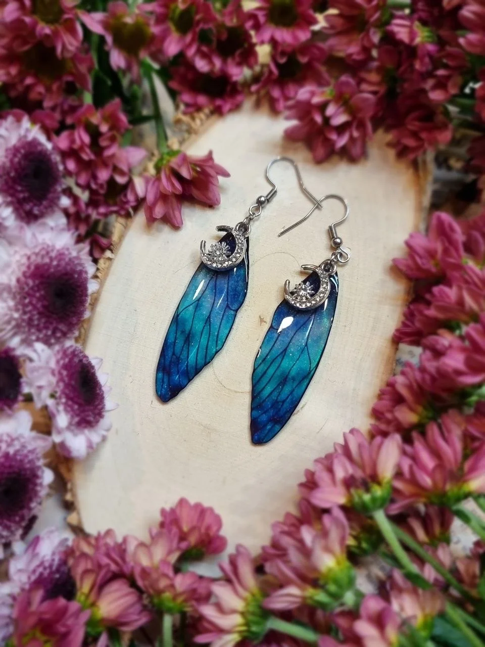 Skrzydełka wróżki niebieskie opalizujące